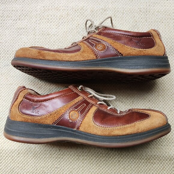 ECCO Yak 37504 Brown Beige Leather Sneakers Shoes Mens Size 43 US 9.5 10 Used - Picture 3 of 11